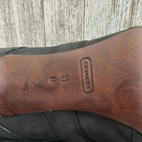 Coach Tessie Black Leather Heeled Buckle Ankle Booties - Picture 7 of 10